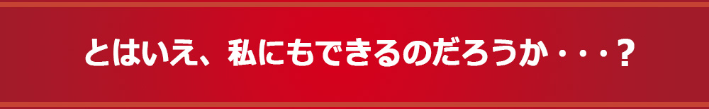 とはいえ、私にもできるのだろうか・・・？