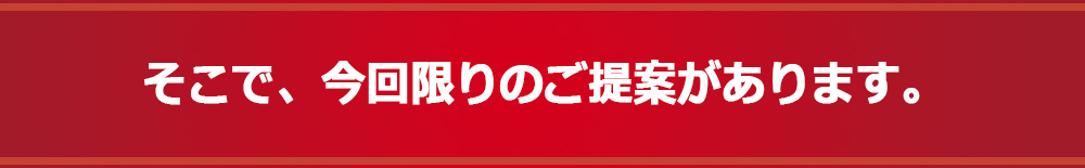 そこで、今回限りのご提案があります。