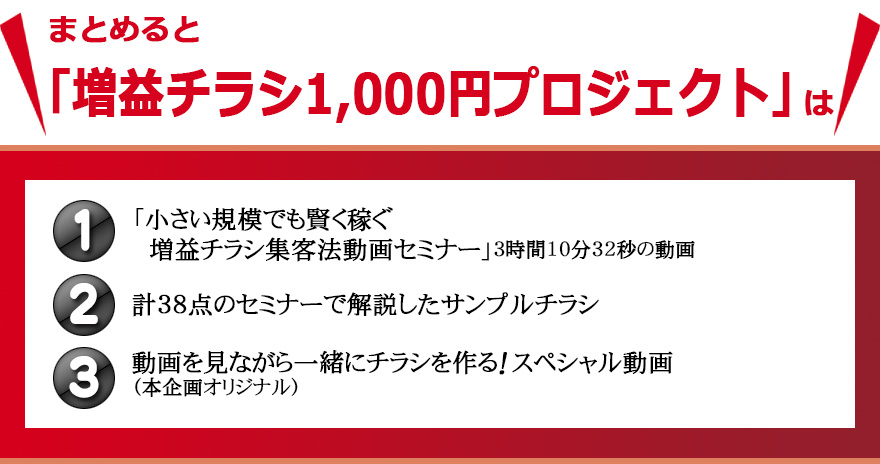 まとめると「増益チラシ1,000円プロジェクト」は