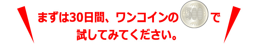 まずは30日間、ワンコインの500円で試してみてください。